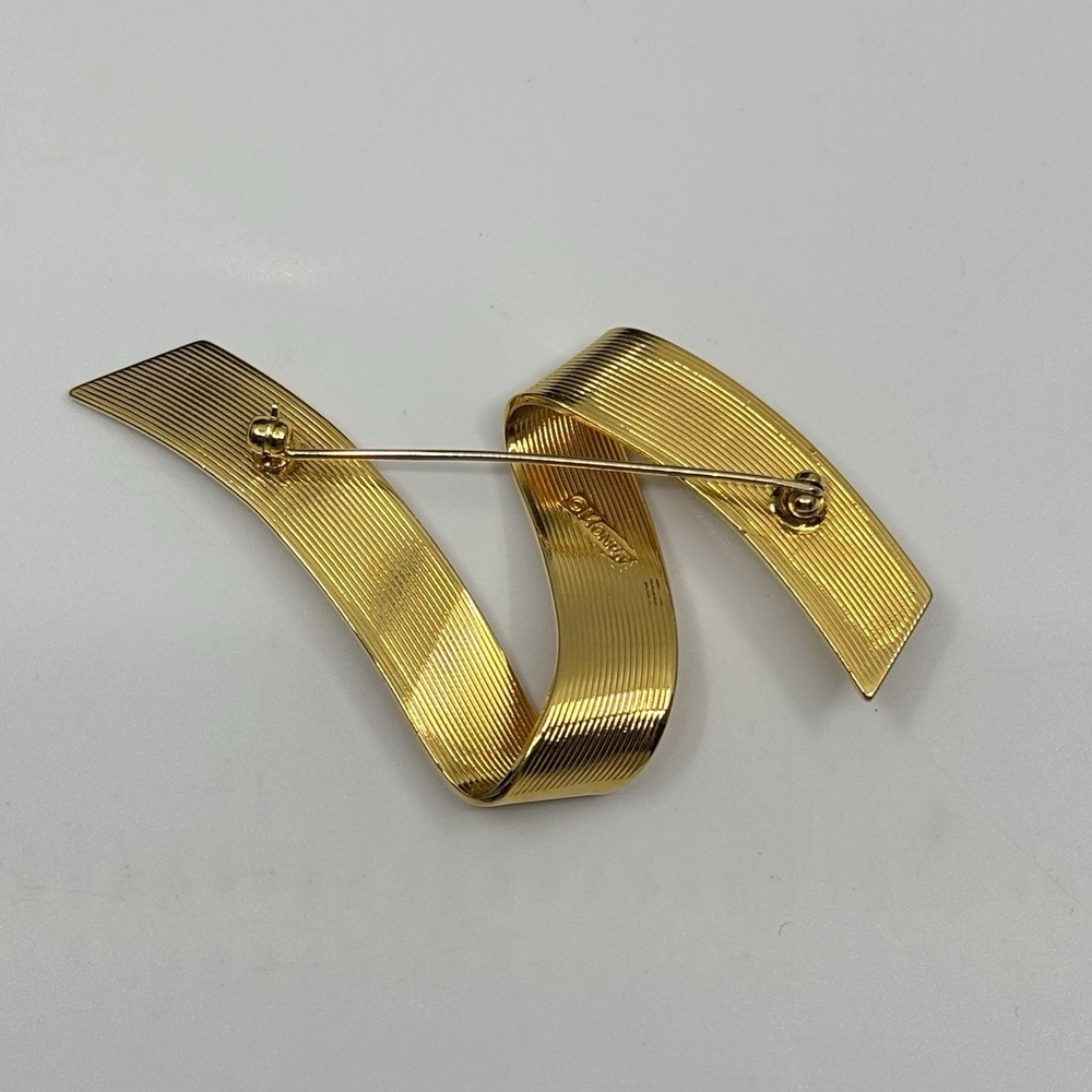 Vintage Monet Gold Tone Statement Brooch 90s 80s‎ Minimalist Pin - Picture 6 of 9